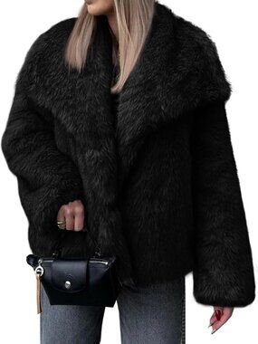 Cozy Oversized Faux Fur Coat for Women | Winter Shaggy Lapel Jacket
